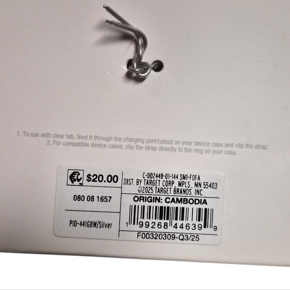 Heyday Rhinestone Phone Wrist Strap Silver Crystal Fringe Charm NWT - Picture 2 of 3